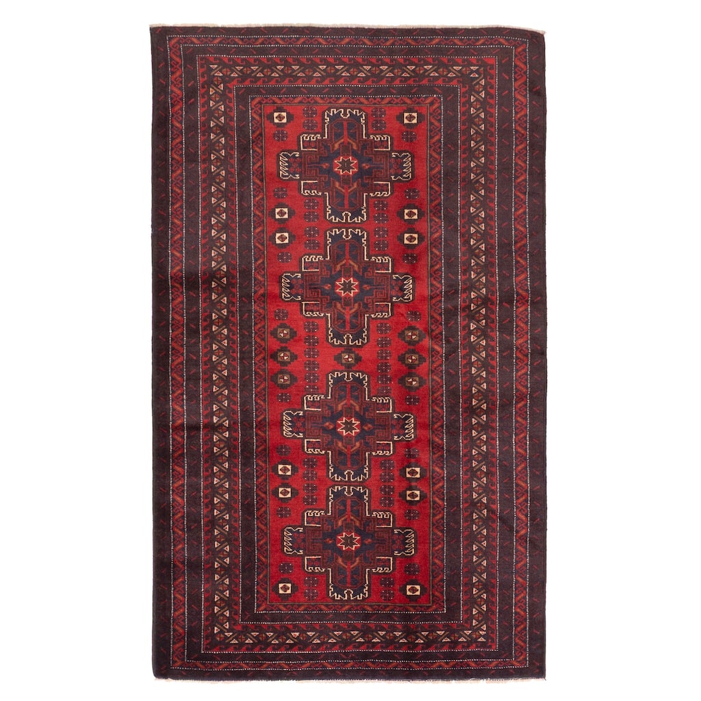 ECARPETGALLERY Hand-knotted Teimani Red Wool Rug - 3'9 x 6'6