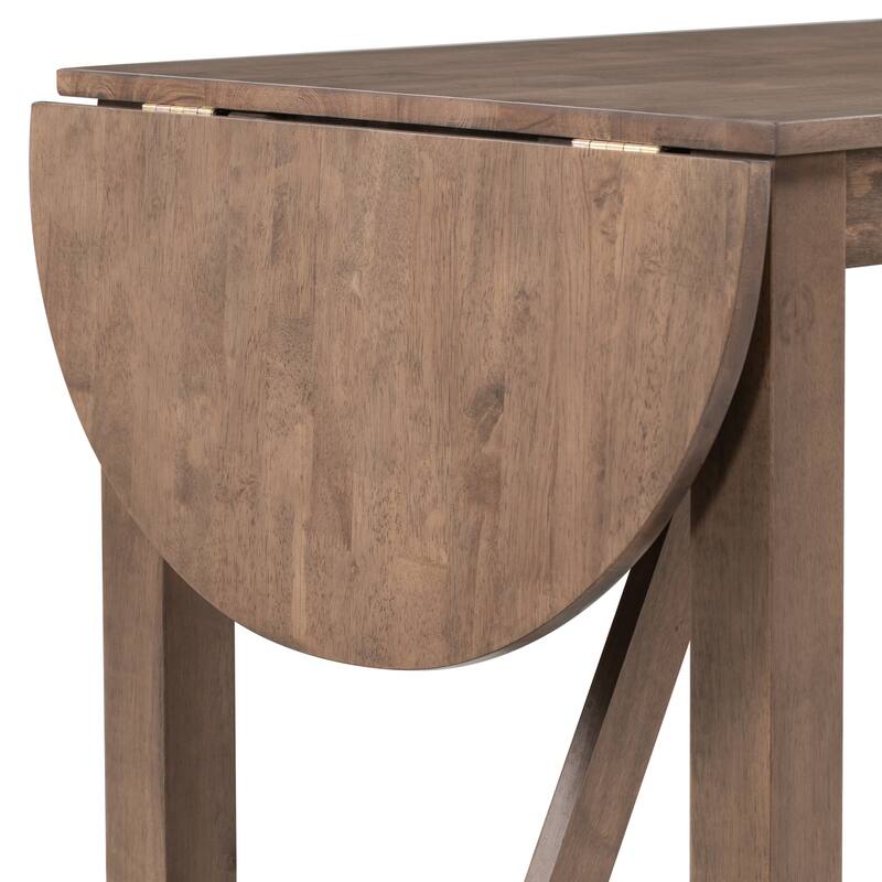 3-Piece Wooden Counter Height Dining Table Set with Drop Leaf Table & 2 Chairs