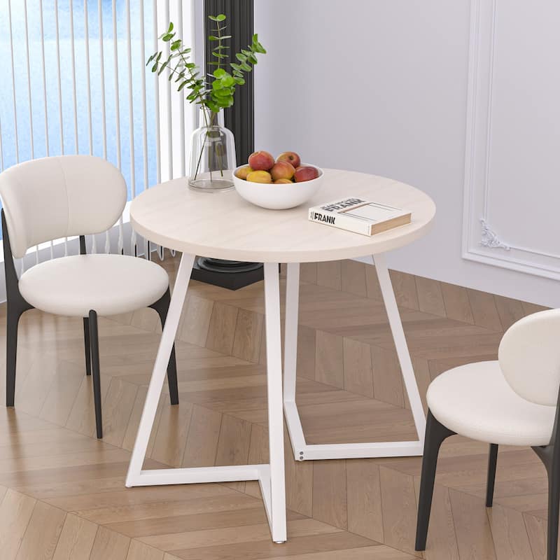 VECELO 35.43'' Round Butterfly Leg Dining Table for 4 MDF Top Kitchen Table Kitchen & Dining Room Tables - White