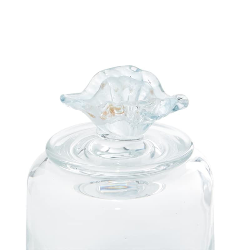 Glass Shell Handmade Decorative Jars with Whale and Seashell Tops - Set of 2 Blue - Roche River Decor - 5"W x 5"L x 9"H