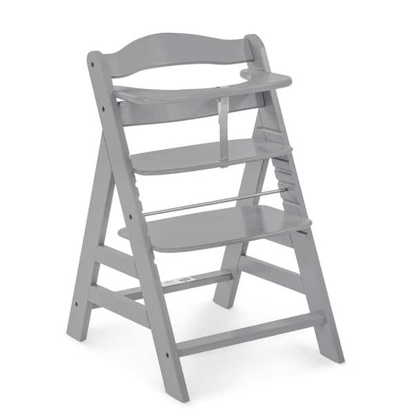 slide 2 of 8, hauck Alpha+ Grow Along Adjustable Boosted Wooden Highchair, Beechwood, Grey - 16.5