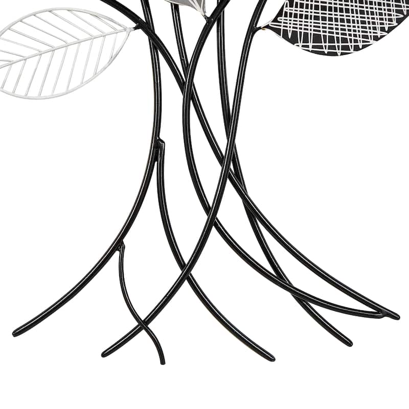 Metal Tree Wall Decor with Various Patterned Leaves - Black - Roche River Decor