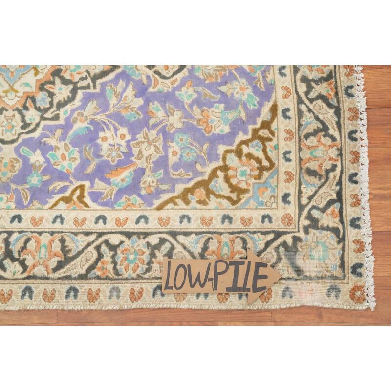 Hand Knotted Oriental 100% Wool Carpet Traditional Floral Purples Tabriz Area Rug - 4' 7'' X 3' 3''