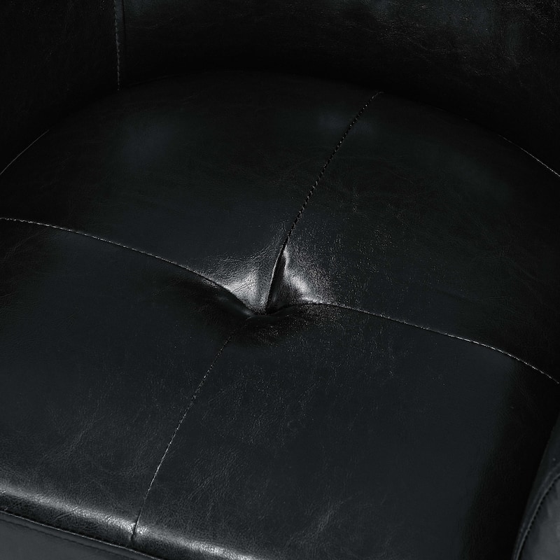 Faux Leather Barrel Chair with Ottoman - 25" D x 25.5" W x 27" H