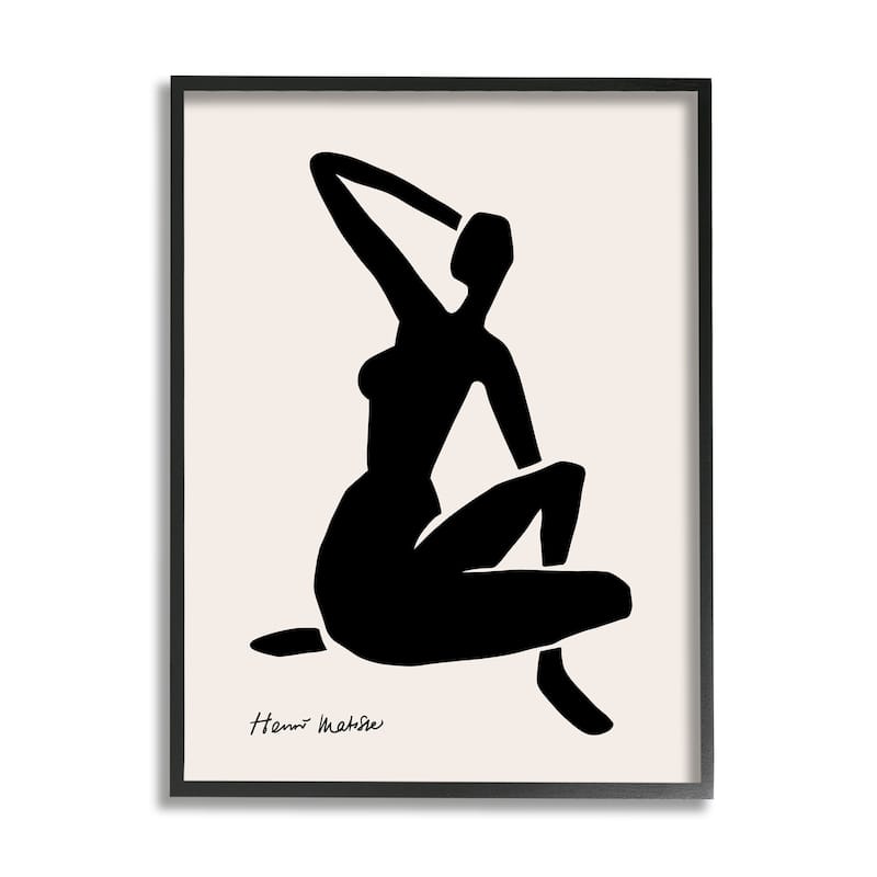 Stupell Historic Matisse Woman Sitting Minimal Silhouette Framed Wall Art - Black