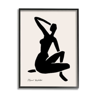 Stupell Historic Matisse Woman Sitting Minimal Silhouette Framed Wall Art - Black