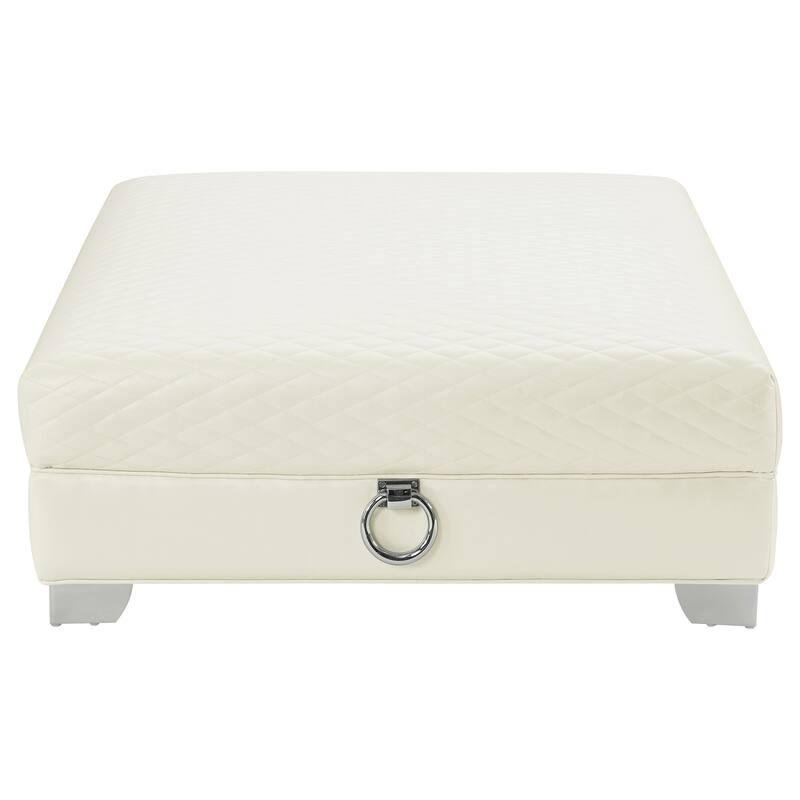 Chaviano Pearl White Upholstered Ottoman