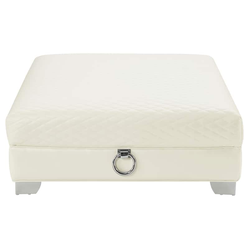Cordelia Pearl White Square Upholstered Ottoman
