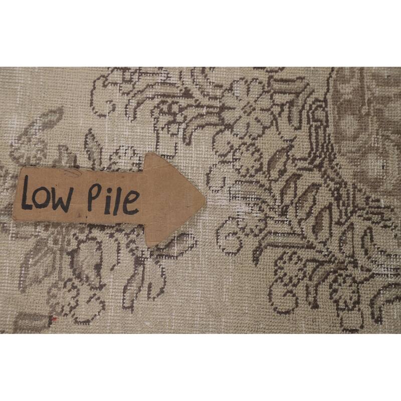 Distressed Tabriz Persian Vintage Beige Rug Hand-knotted Wool Carpet - 8'4" x 10'10"