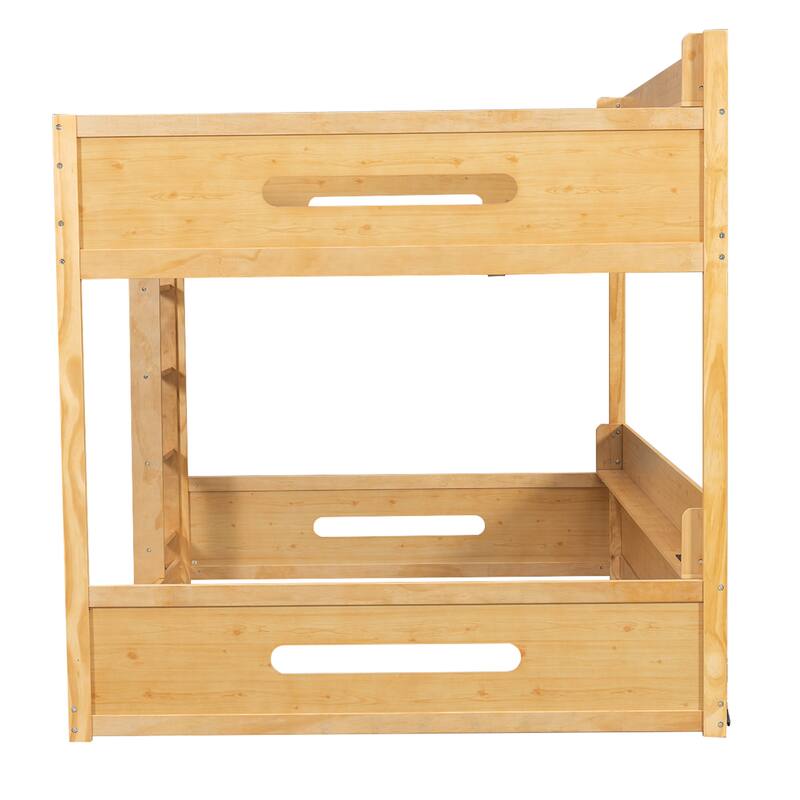 Roomfitters Queen Over Queen Bunk Bed with Storage Shelves and USB Ports