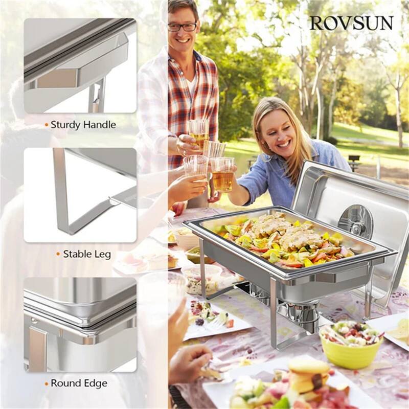 8 QT Rectangular Stainless Steel Chafing Dish Buffet Set