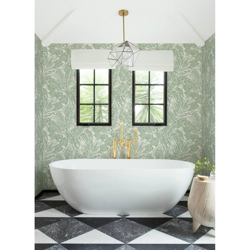 A-Street Prints Brentwood Green Palm Leaves Wallpaper