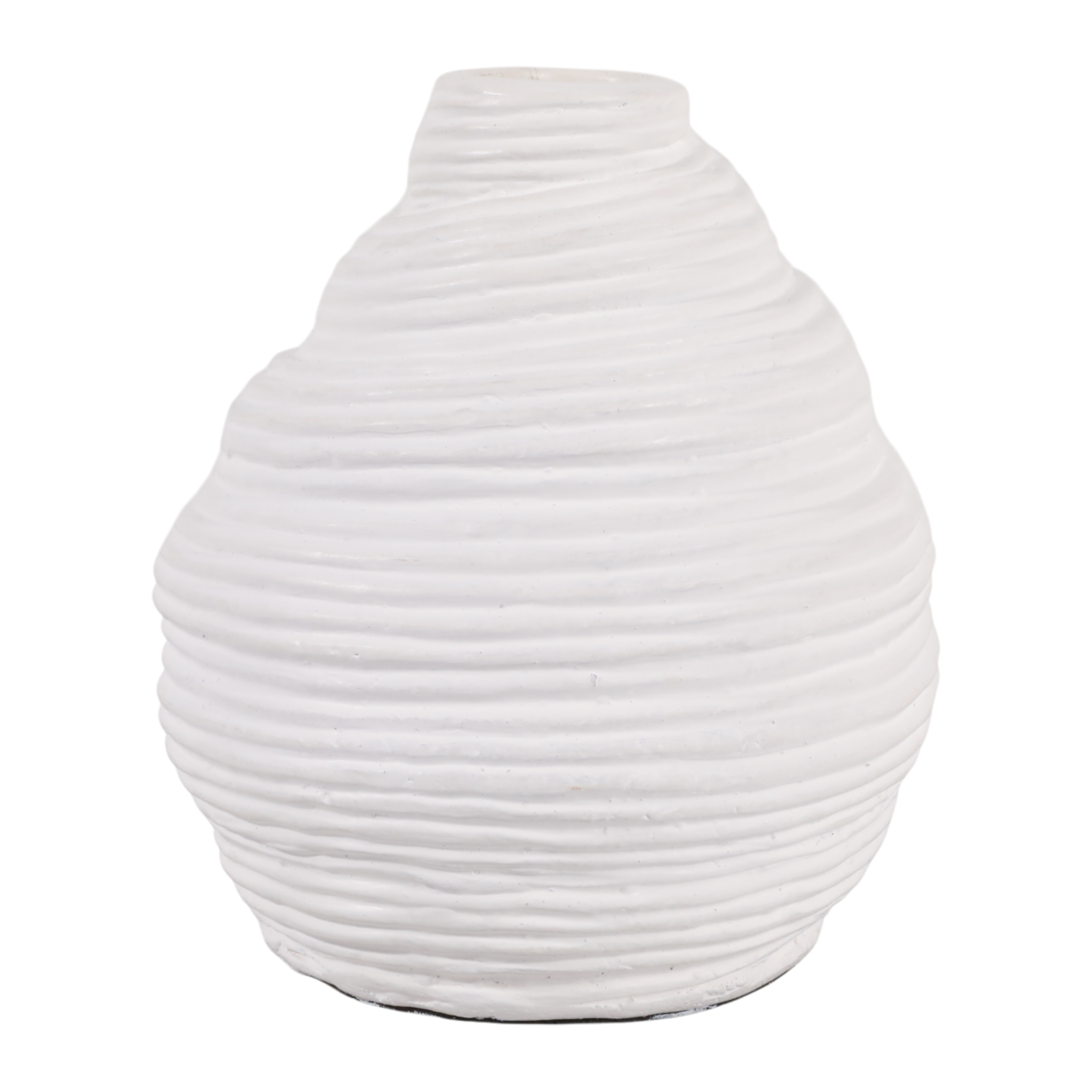 Decorative Layered Textured Terracotta Table Vase - White