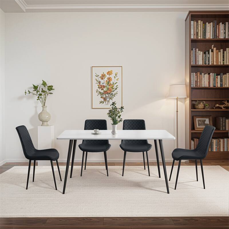 Set of 4 Black PU Leather Dining Chairs