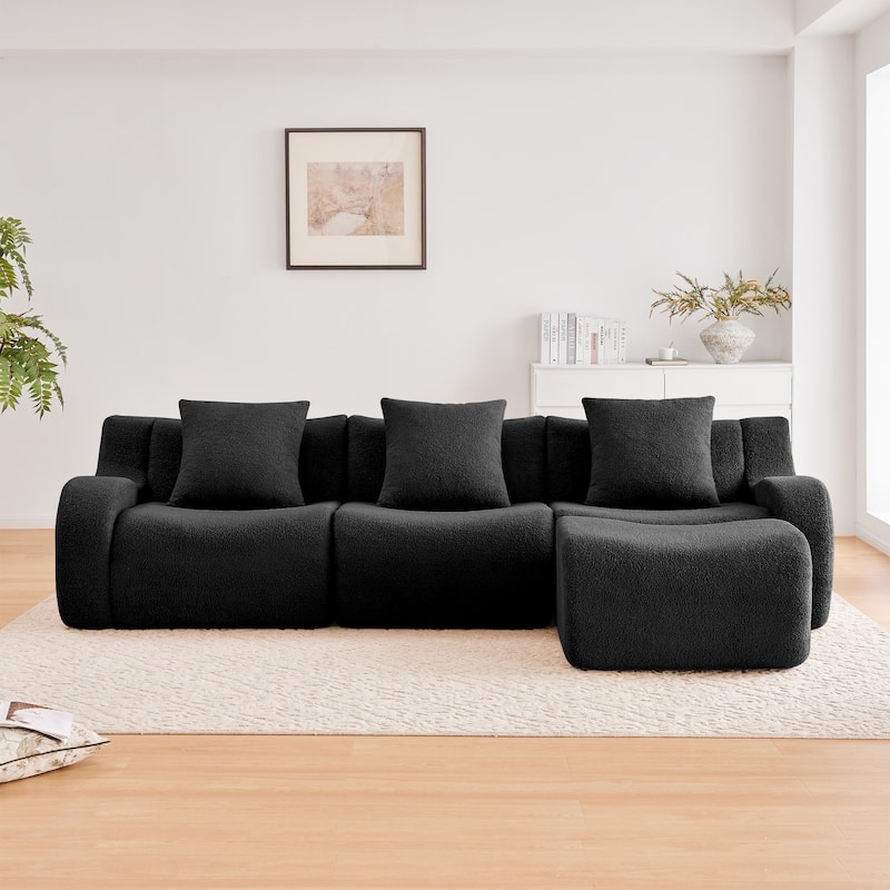 GDF Studio - Fairford 3-Seat Modular Sofa With Curved Armrests & Non-Slip Base