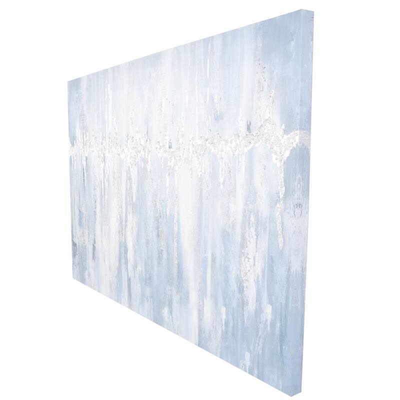 Wood Abstract Wall Art with Silver Details - Light Blue - Roche River Decor