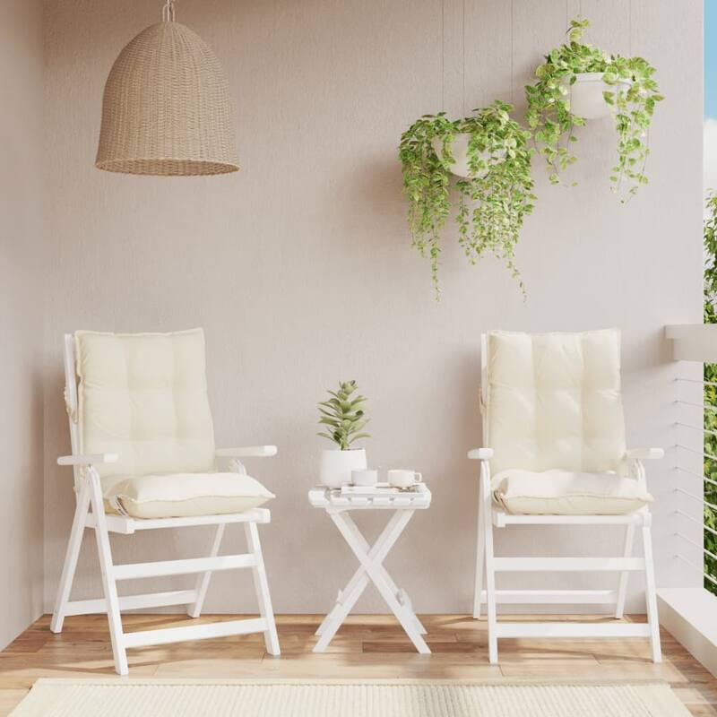 vidaXL Lowback Chair Cushion Set of 4 Anthracite - 19.7 x 39.4 x 2.8 in. - Cream