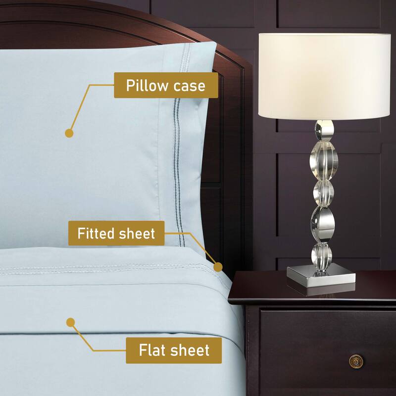 Superior Wrinkle Resistant Embroidered Microfiber Bed Sheet Set