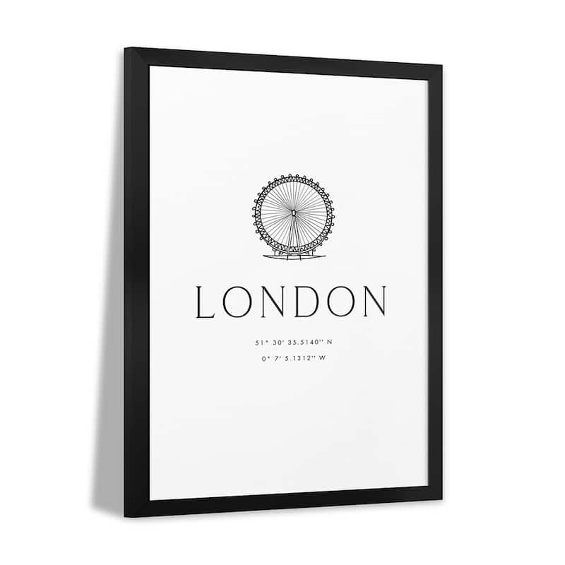 London Coordinates With London Eye Sketch Premium Framed Poster by blursbyai
