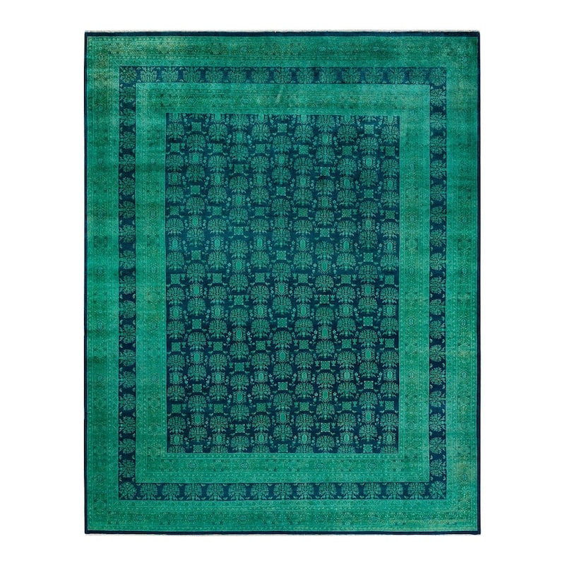 Fine Vibrance, One-of-a-Kind Hand-Knotted Area Rug - Green, 9' 2" x 11' 9" - 9' 2" x 11' 9"