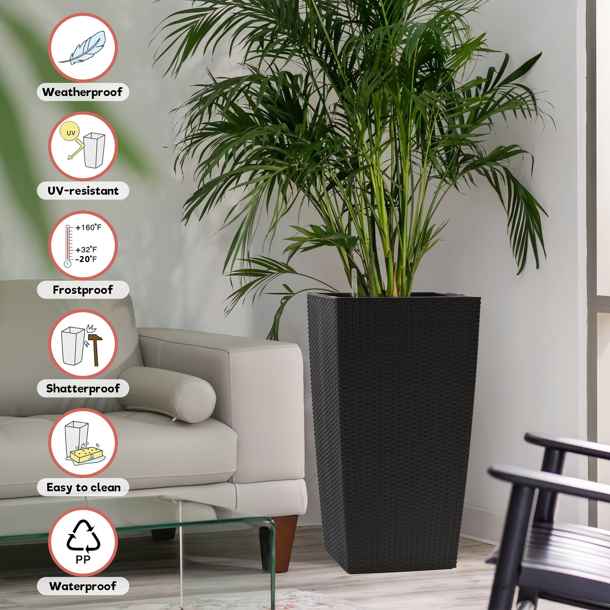 30" Large Flower Pots Planter with Self-Watering Drainage Holes&Inner Trays Plant  Pot with Drain Holes, Water Level Monitor - Bed Bath & Beyond - 43034710