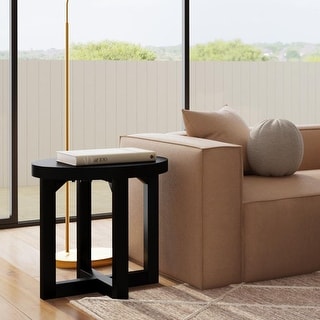 Kafe Natural Mango Wood Round Side Table by East at Main - On Sale ...