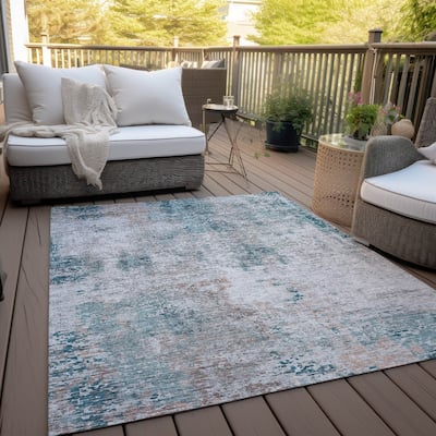Machine Washable Indoor/ Outdoor Chantille Abstract Modern Rug