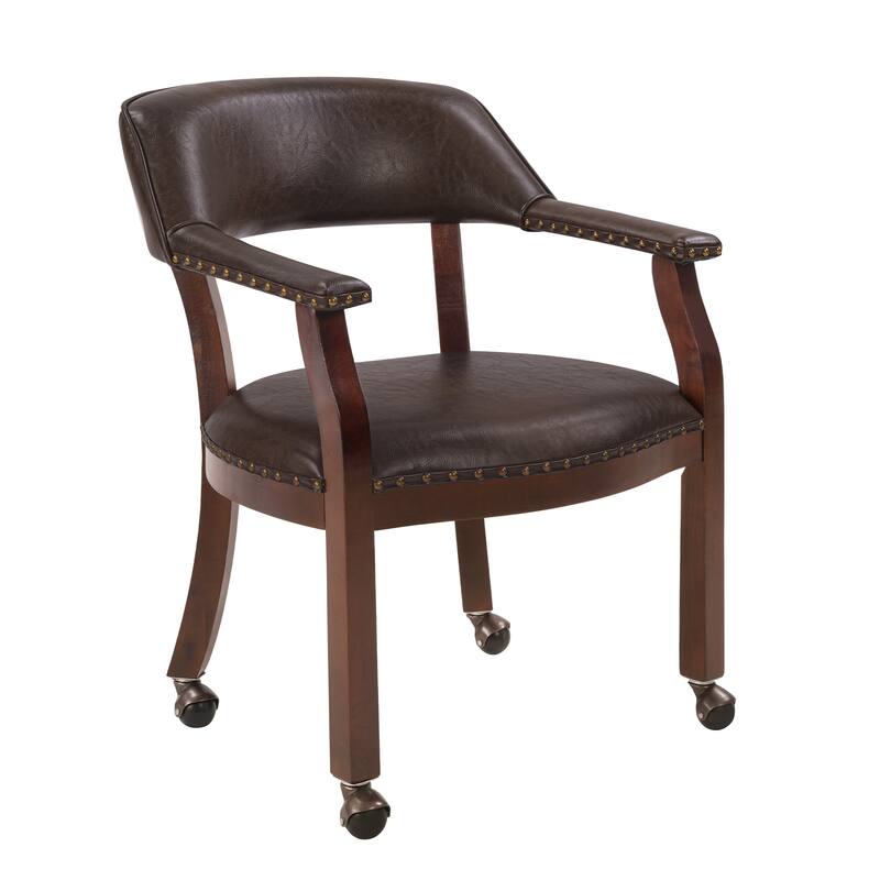 Convenience Concepts Dillon Armchair with Caster Wheels and Nailheads