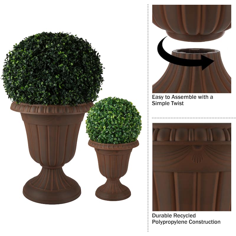 Pure Garden 16x18-Inch Outdoor Planter 2-Pack - Plastic Urn Planters