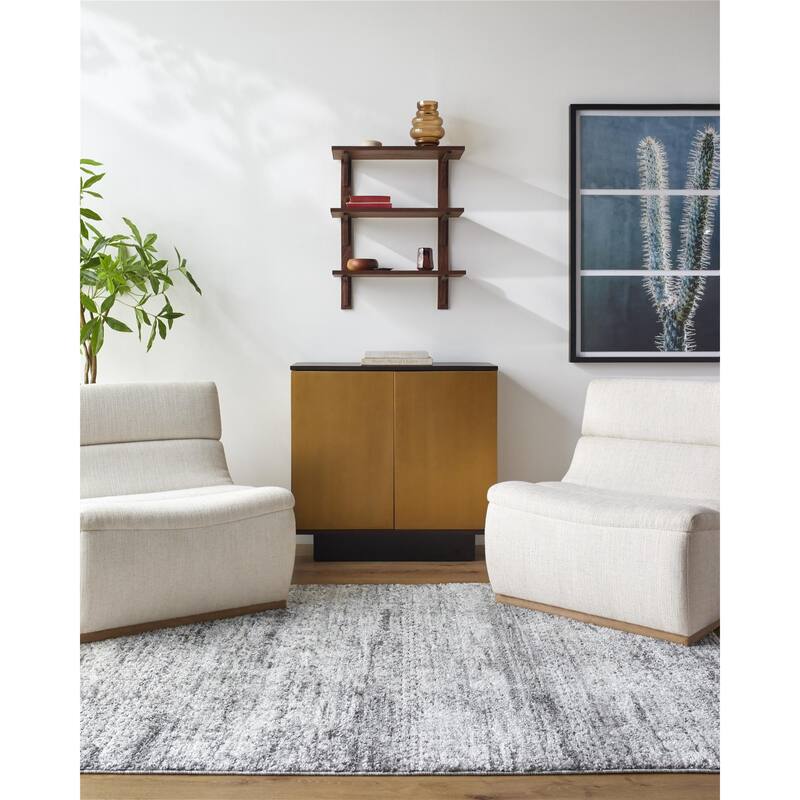 Livabliss Andorra Plus Casual Distressed Abstract Area Rug - Navy/Cream - 2' x 2' 11"