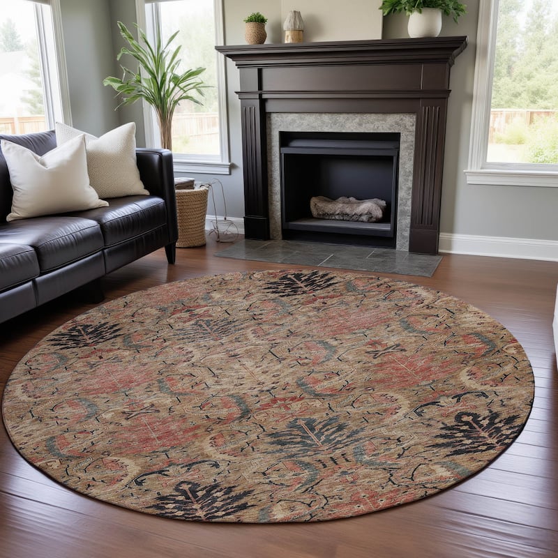 Premium Washable Super Soft Traditional Mayfield Rug - Khaki - 8' x 8'
