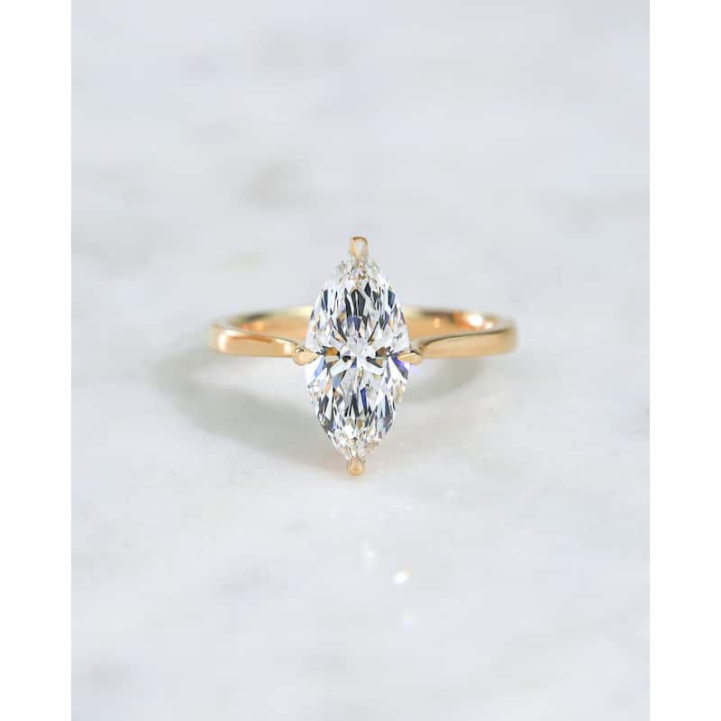 ​Kobelli 2 Carat Lab Grown Diamond Certified 14k Solid Gold Marquise Solitaire Mérida Engagement Ring (EF/VS)