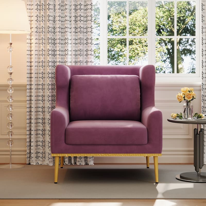 Modern Armchair Velvet Accent Chair Reading Chair Single Sofa Chair for Living Room, Bedroom, or Reading Corner