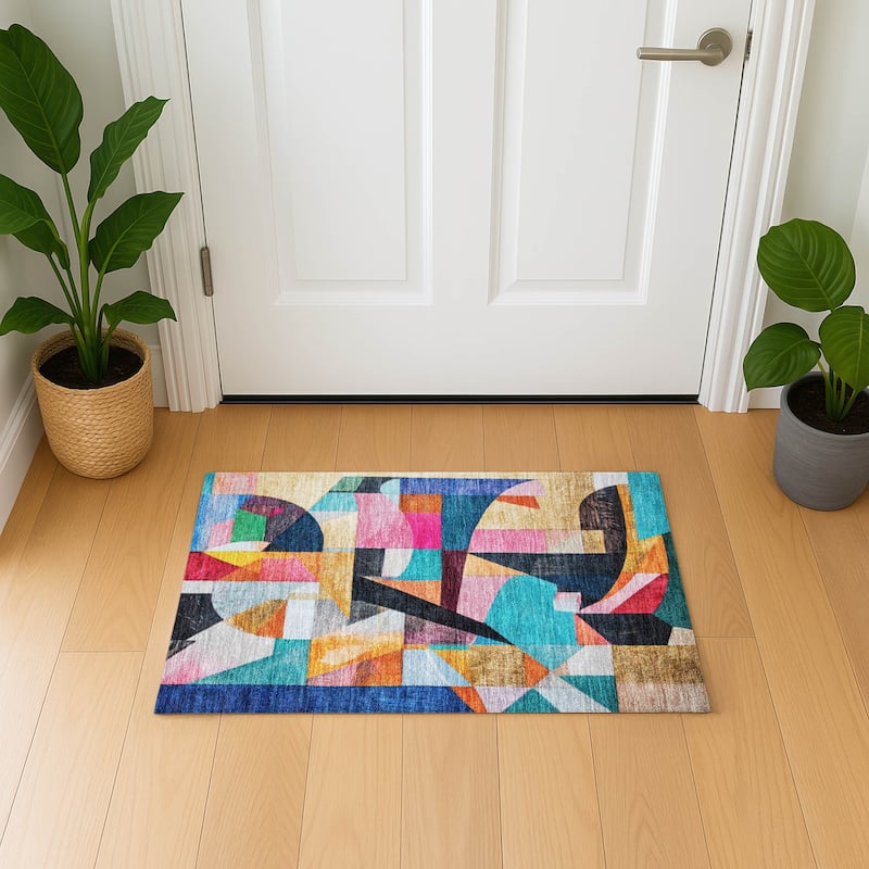 Premium Washable Super Soft Contemporary Mayfield Rug - Blue - 1'8" x 2'6"