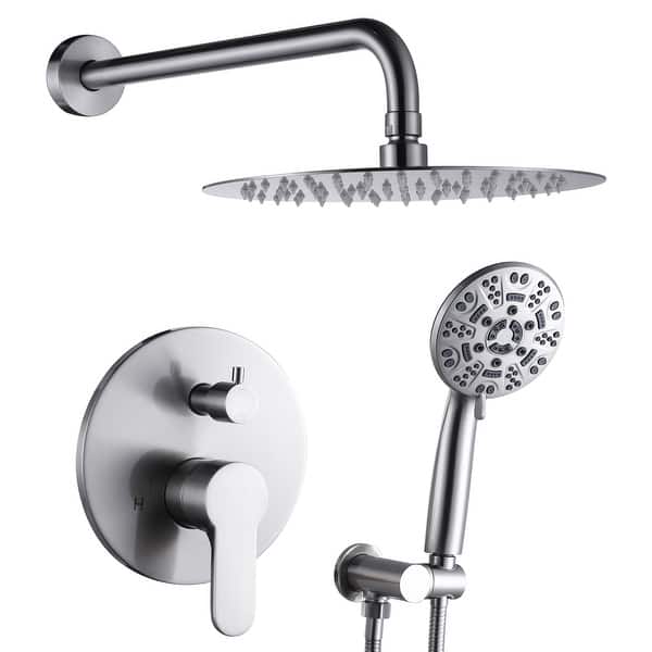 slide 2 of 76, WOWOW Wall Mount 9-Spray Shower Faucet with Handshower 10" - Brushed Nickel