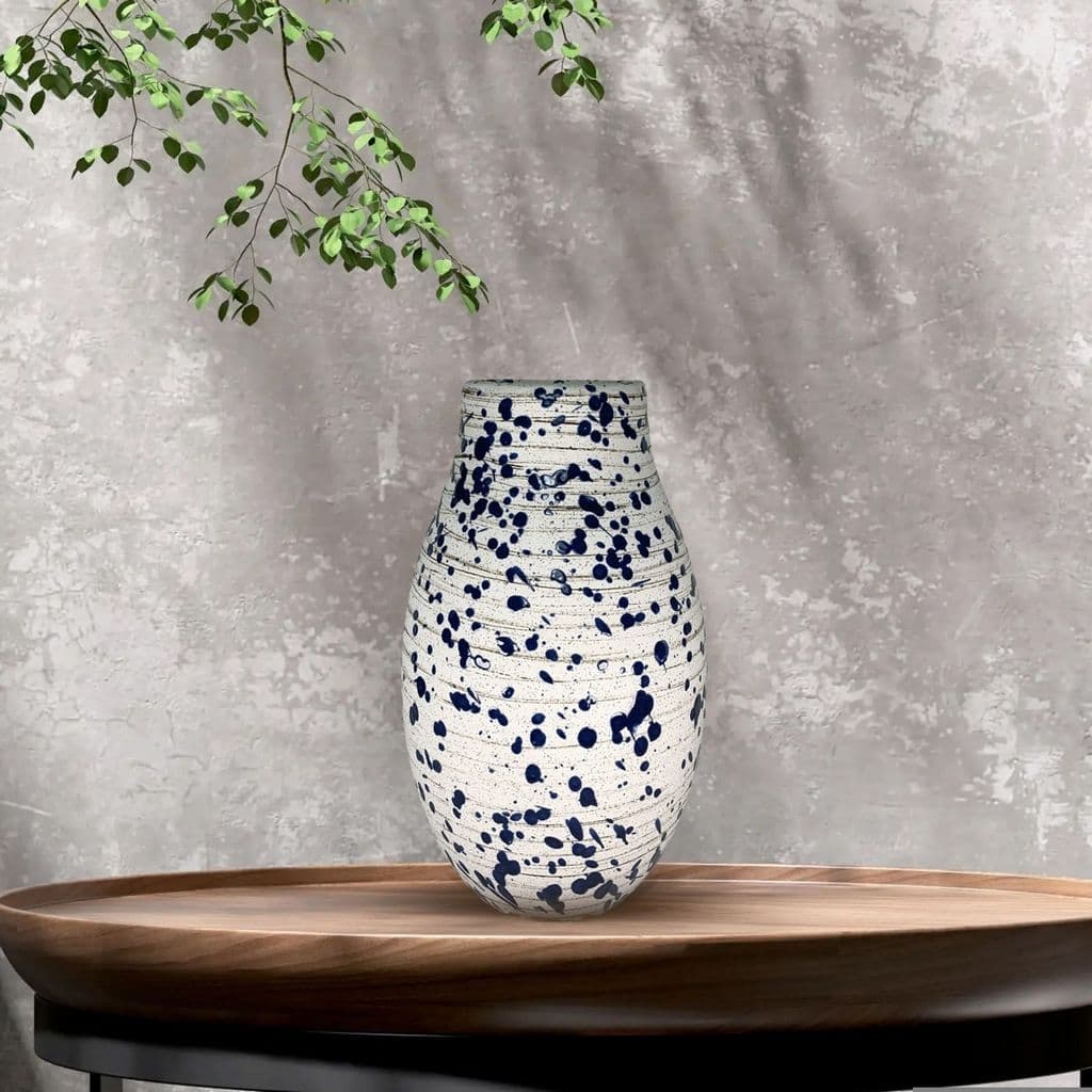 Ceramic Blue Speckled Vase