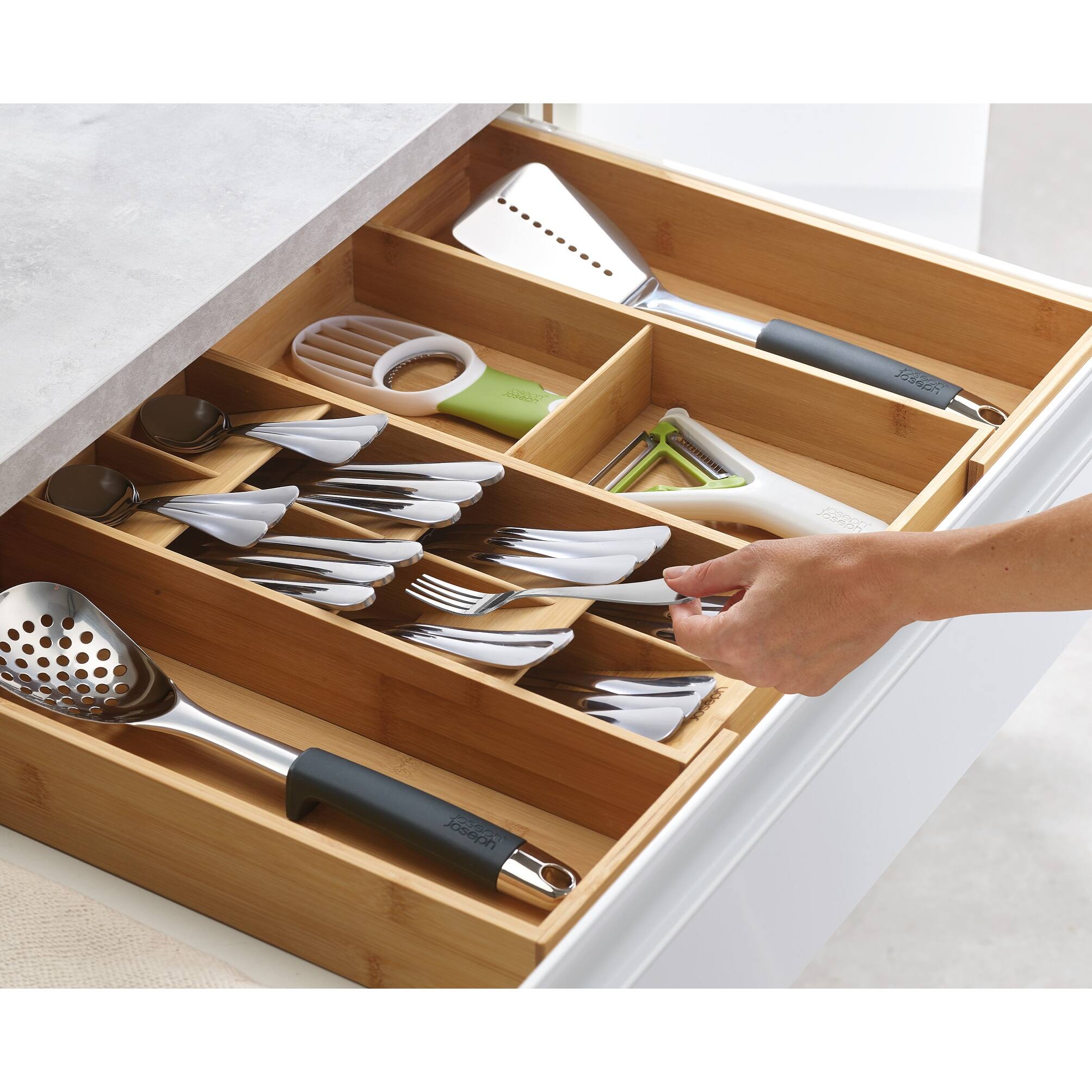 Joseph Joseph DrawerStore Bamboo Expandable Cutlery, Utensil and Gadget