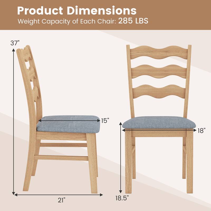 Gymax Dining Chair Set of 4 w/ Padded Seat Hollowed Wave Backrest