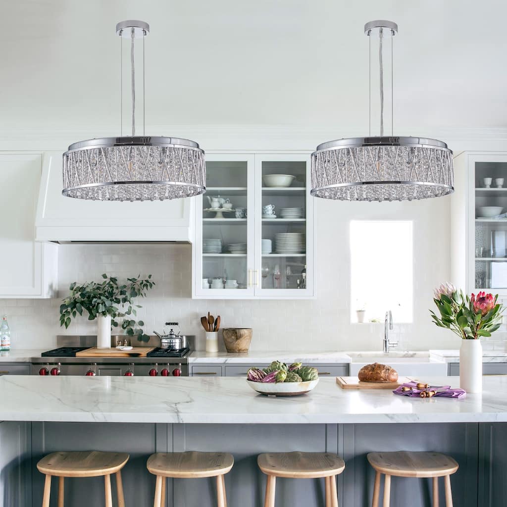 Modern Round Crystal Chandelier Ceiling Light for kitchen Island Dinning