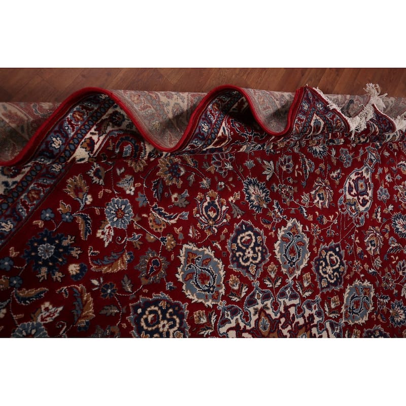 Traditional Floral Red Kashan Turkish Area Rug Machine Made Carpet - 9'7" x 12'6"