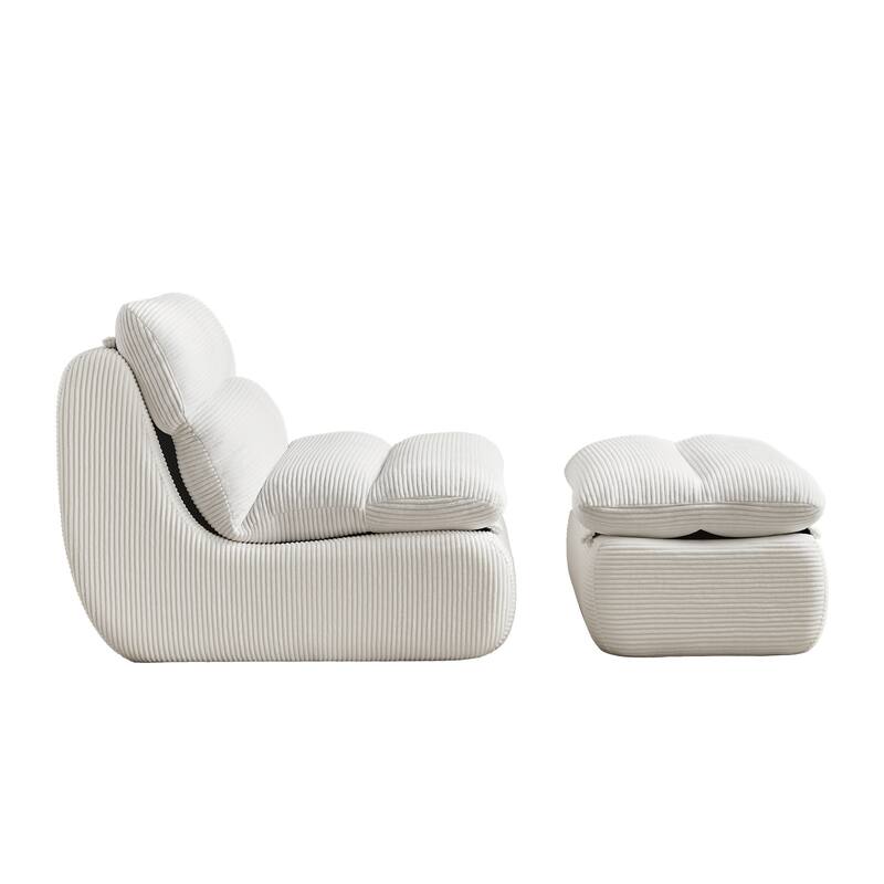 34" Modern Single Sofa Upholstered Sponge Couch with Ottoman for Small Space