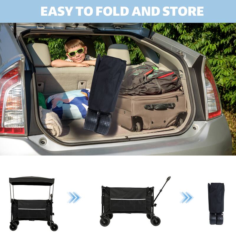 480lb Heavy Duty Foldable Wagon w/ Canopy & Big Wheels - All-Terrain