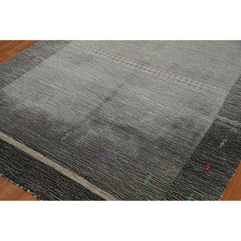 Gray Gabbeh Indian Rug Handmade Wool Carpet - 5'4" x 7'5"