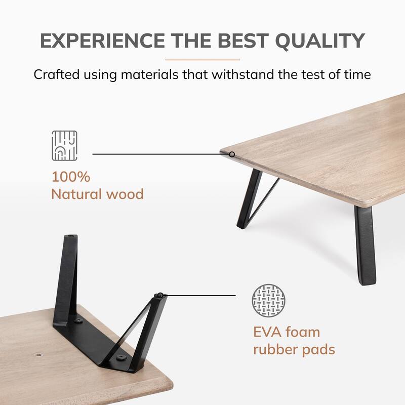 Jani Wood Monitor Stand Riser Desk - Ergonomic Design Stand, Desktop Organizer Table for Home, Office Workspace, Gaming Desk