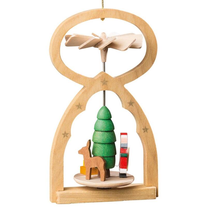 5" Beige Green Red Richard Glaesser Mini Pyramid Hanging Ornament
