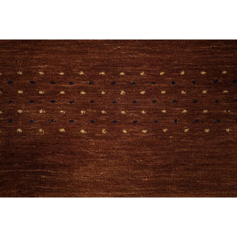 Brown Tribal Gabbeh Oriental Accent Rug Hand-Knotted Wool Carpet - 3'11"x 5'10"