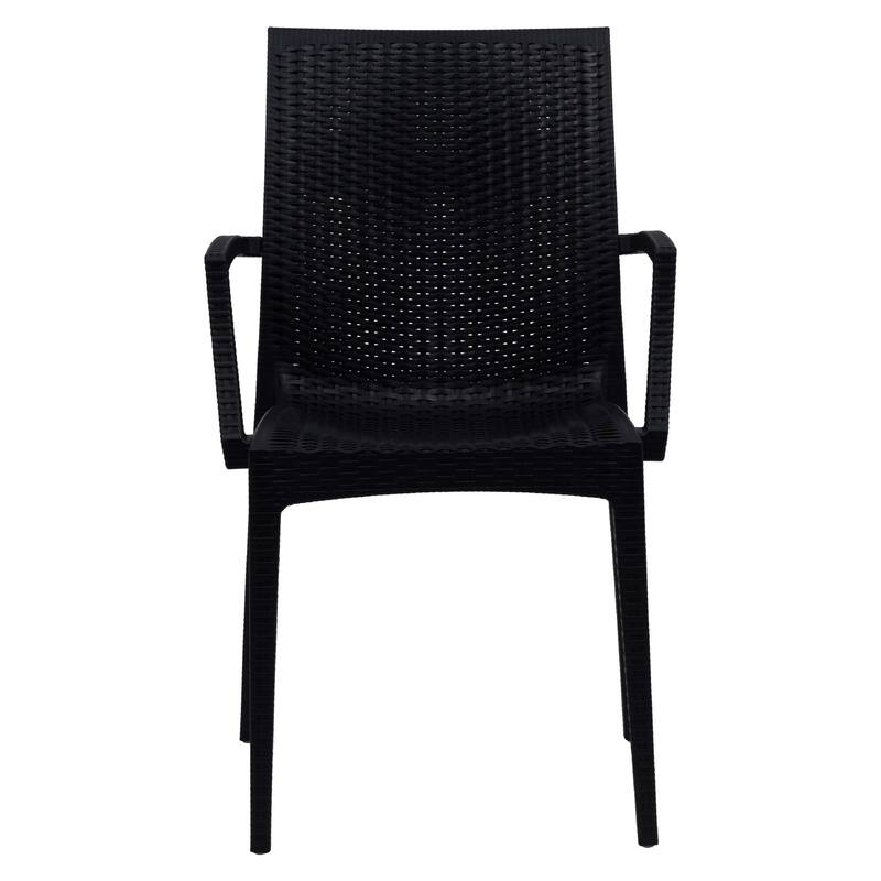 Mace Polypropylene Stackable Armrest Patio Dining Chair with Woven Design for Outdoor Dining Patio Indoor Gatherings