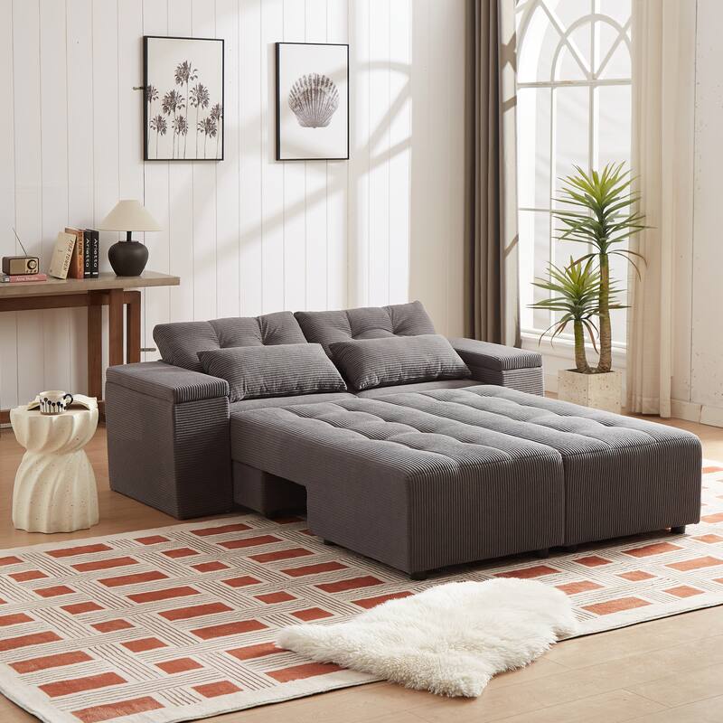 GDFStudio - Emerson Modular Corduroy 3-Seater Sofa with Storage and Customizable Design