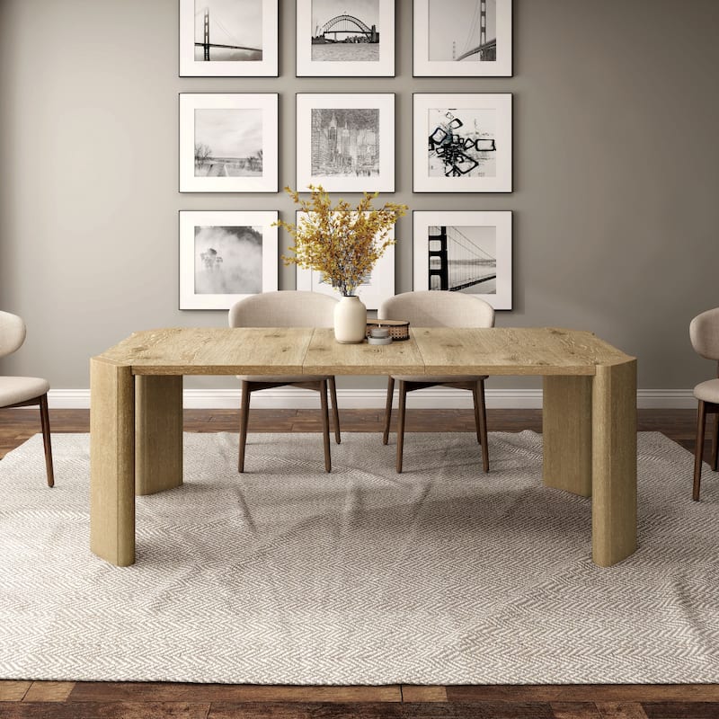 Furniture of America Elira Modern Oak 84-inch Solid Wood Expandable Dining Table - Oak
