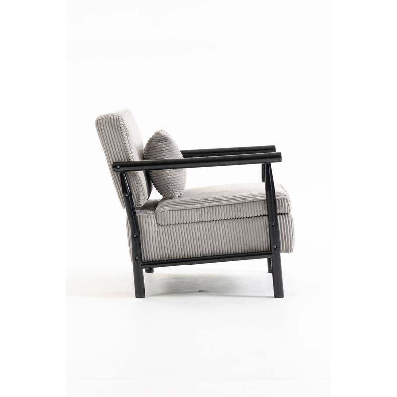 Storage Chair,Mid Century Modern Accent Chair with Wood Frame, Upholstered Living Room Chairs with Waist Cushion